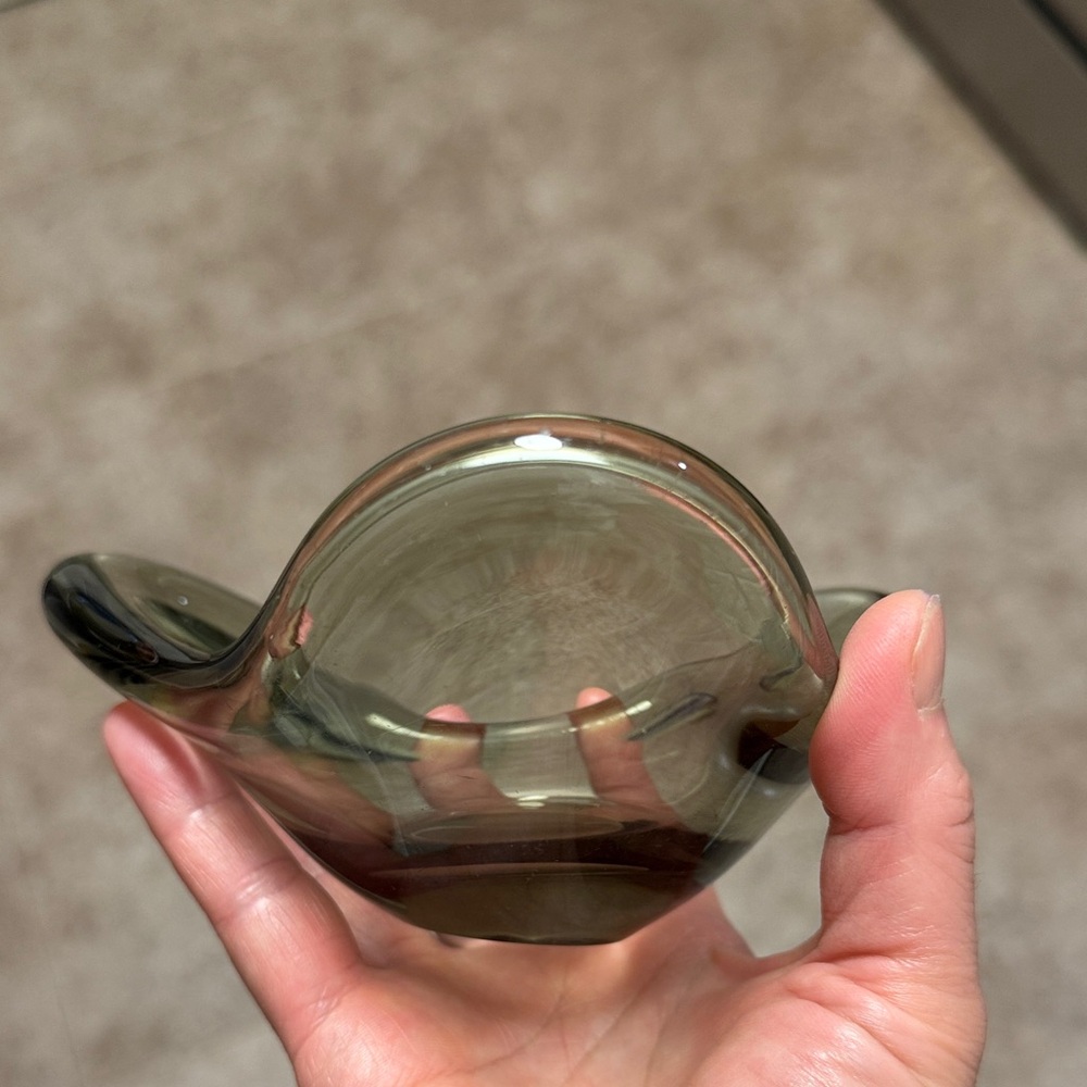 54. Vintage Holmegaard Vintage Smoked gray Glass Dish 1950’s signed - Picture 2 of 8